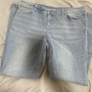 Pin stripe stretchy jeans